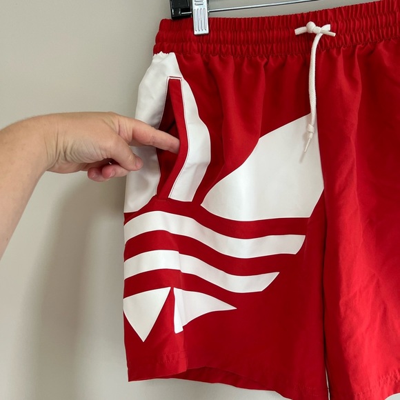 Adidas Men's Originals Big Trefoil Swim Short in Lush Red, size M - Picture 5 of 9